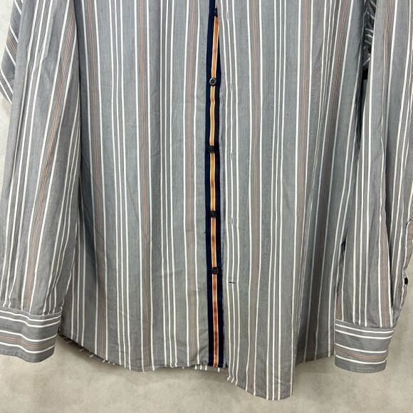 Banana Republic SzM 15-151/2 Blue and Orange Stripped Dress Shirt - Picture 5 of 12